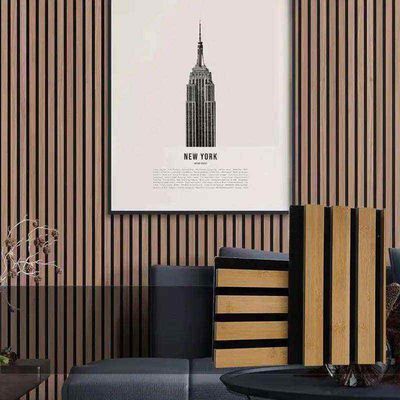 Plaque acoustique de grille en bois massif 600/320 mm Plaque de protection de l'environnement en polyester